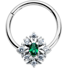 将图片加载到图库查看器，16G 3/8 Clear Green Gem Ornate Art Deco Hinged Segment Ring
