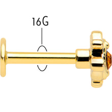 Load image into Gallery viewer, 16G 1/4 Yellow Gem Gold Tone Duet Scroll Labret Monroe Tragus
