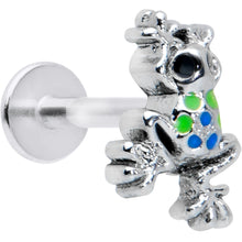 Load image into Gallery viewer, 16G 5/16 Black Gem Polka Dot Blue Green Frog Labret Monroe Tragus

