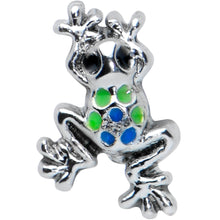 Load image into Gallery viewer, 16G 5/16 Black Gem Polka Dot Blue Green Frog Labret Monroe Tragus
