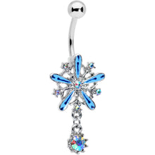 Load image into Gallery viewer, Aurora Gem Snowflake Blues Christmas Dangle Belly Ring
