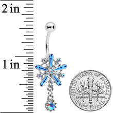 Load image into Gallery viewer, Aurora Gem Snowflake Blues Christmas Dangle Belly Ring
