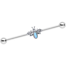 Load image into Gallery viewer, 14G White Synthetic Opal Elegant Insect Industrial Barbell 38mm
