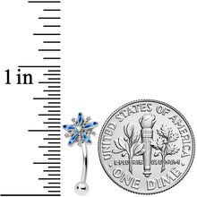 Load image into Gallery viewer, 16G 5/16 Aurora Gem Snowflake Blues Christmas Curved Eyebrow Ring
