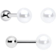 Load image into Gallery viewer, 16G 1/4 Bear Pearlescent Striped Heart Cartilage Tragus Set of 3
