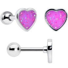 将图片加载到图库查看器，16G 1/4 Bear Pearlescent Purple Heart Cartilage Tragus Curation Set of 3
