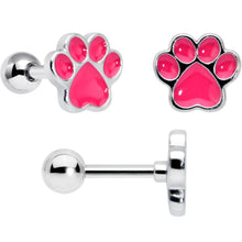Load image into Gallery viewer, 16G 1/4 Bear Pearlescent Pink Paw Cartilage Earring Curation Set of 3

