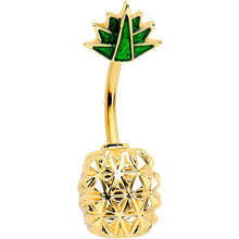 Load image into Gallery viewer, Gold Tone Textured Tropical Pineapple Double Mount Belly Ring
