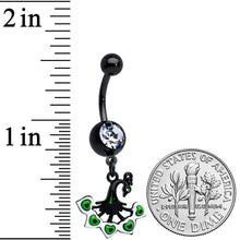将图片加载到图库查看器，Clear Gem Black Pretty Peacock Dangle Belly Ring
