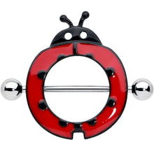 Load image into Gallery viewer, 14G 11/16 Happy Red Ladybug Nipple Shield Set
