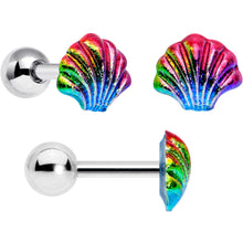 Load image into Gallery viewer, 16G 1/4 Nautical Rainbow Shell Seahorse Cartilage Tragus Set of 3
