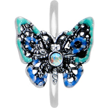 Load image into Gallery viewer, 20G 5/16 Aurora Gem Colorful Glam Butterfly Nose Hoop

