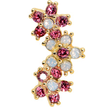 Load image into Gallery viewer, 16G 1/4 White Faux Opal Gold Tone Bunch Flowers Cartilage Tragus
