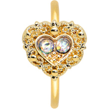 Load image into Gallery viewer, 20G 5/16 Aurora Gem Gold Tone Baroque Heart Nose Hoop
