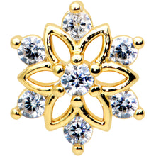 Load image into Gallery viewer, 16G 1/4 Clear Gem Gold Tone Flower Snowflake Christmas Cartilage Tragus
