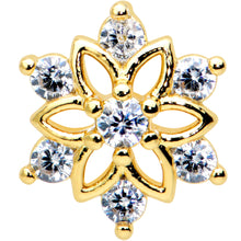 Load image into Gallery viewer, 16G 5/16 Clear Gem Gold Tone Flower Snowflake Christmas Labret Tragus
