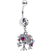 将图片加载到图库查看器，Clear Pink Gem Luscious Fruit Tree Dangle Belly Ring
