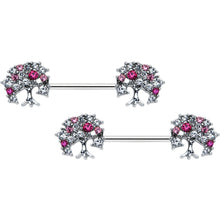 Load image into Gallery viewer, 14G 9/16 Clear Pink Gem Luscious Fruit Tree Nipple Ring Set
