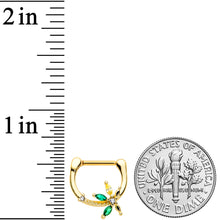 Load image into Gallery viewer, 16G 5/16 Clear Green Gem Gold Tone Palm Tree Cartilage Clicker
