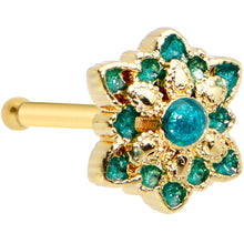 Load image into Gallery viewer, 20G 1/4 Blue Gem Gold Tone Snowflake Nose Bone
