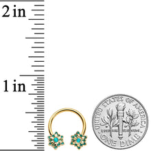 将图片加载到图库查看器，16G 3/8 Gold Tone Blue Orb Snowflake End Horseshoe Curved Barbell
