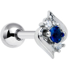 Load image into Gallery viewer, 16G 1/4 Clear Blue Gem Oval Swirl Cartilage Tragus Earring
