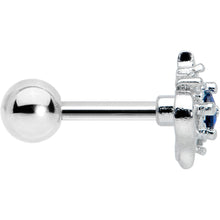Load image into Gallery viewer, 16G 1/4 Clear Blue Gem Oval Swirl Cartilage Tragus Earring
