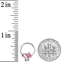 Load image into Gallery viewer, 16G 3/8 Heart Pink Butterfly Hinged Segment Ring
