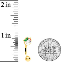 Load image into Gallery viewer, 16G 5/16 Clear Gem Gold Tone Happy Snowman Curved Eyebrow Ring
