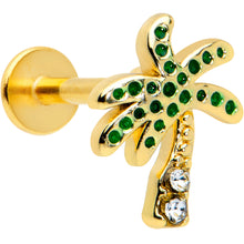 Load image into Gallery viewer, 16G 5/16 Clear Gem Gold Tone Retro Palm Tree Labret Monroe Tragus
