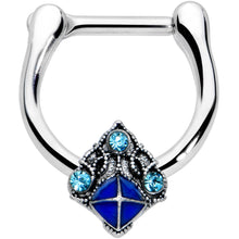 Load image into Gallery viewer, 16G 5/16 Blue Gem Rococo Blue Cartilage Clicker
