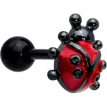 Load image into Gallery viewer, 16G 1/4 Black Classic Ladybug Cartilage Tragus Earring
