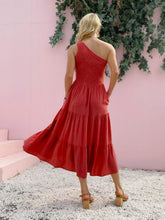 Load image into Gallery viewer, Smocked Single Shoulder Sleeveless Dress Stylish &amp; Comfortable Summer Long Dress Lightweight Dress

