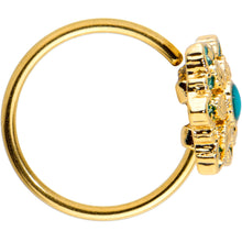Load image into Gallery viewer, 20G 5/16 Blue Gem Gold Tone Snowflake Nose Hoop
