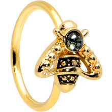 Load image into Gallery viewer, 20G 5/16 Black Gem Gold Tone Angular Bee Nose Hoop
