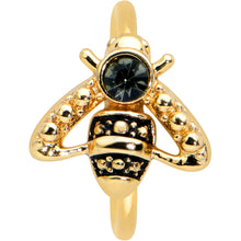 Load image into Gallery viewer, 20G 5/16 Black Gem Gold Tone Angular Bee Nose Hoop
