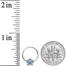 Load image into Gallery viewer, 16G 3/8 Snowflake Blues Christmas BCR Captive Charm Ring
