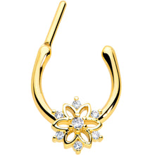 Load image into Gallery viewer, 16G 6.9mm Clear Gold Tone Flower Snowflake Christmas Cartilage Clicker
