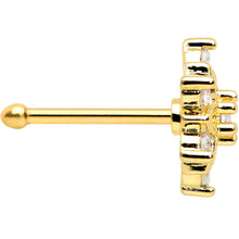 Load image into Gallery viewer, 20G 1/4 Clear Gem Gold Tone Flower Snowflake Christmas Nose Bone
