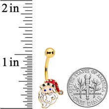 Load image into Gallery viewer, Clear Gem Gold Tone Blue Eyed Santa Claus Christmas Belly Ring
