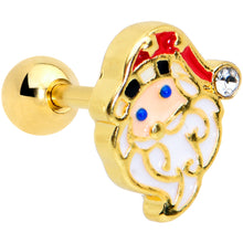 Load image into Gallery viewer, 16G 1/4 Gold Tone Blue Eyed Santa Christmas Cartilage Tragus
