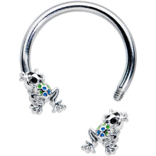Load image into Gallery viewer, 16G 3/8 Black Gem Polka Dot Frogs Horseshoe Circular Barbell
