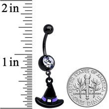 Load image into Gallery viewer, Purple Gem Black Witch Spider Spiral Halloween Belly Ring Set of 3
