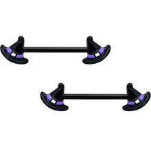 Load image into Gallery viewer, 14G 5/8 Black Purple Band Witch Hat Halloween Nipple Ring Set
