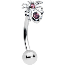 Load image into Gallery viewer, 16G 5/16 Pink Gem Black Spider Witch Curved Eyebrow Ring Set of 3
