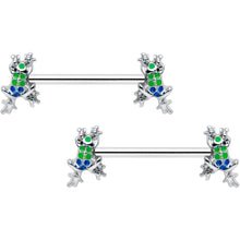 将图片加载到图库查看器，14G 9/16 Clear Gem Polka Dot Frog Barbell Nipple Ring Set
