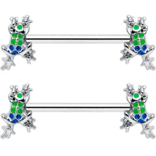 将图片加载到图库查看器，14G 9/16 Clear Gem Polka Dot Frog Barbell Nipple Ring Set
