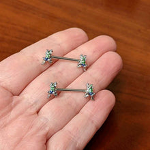 将图片加载到图库查看器，14G 9/16 Clear Gem Polka Dot Frog Barbell Nipple Ring Set

