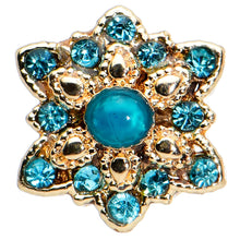 Load image into Gallery viewer, 16G 5/16 Aqua Gem Gold Tone Snowflake Christmas Labret Tragus
