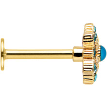 Load image into Gallery viewer, 16G 5/16 Aqua Gem Gold Tone Snowflake Christmas Labret Tragus
